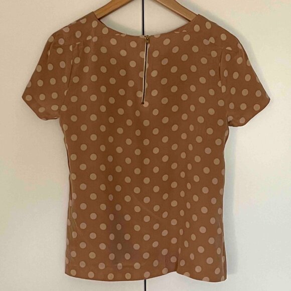 Short Sleeve Zara Silk Polka Dot Top - Picture 2 of 4